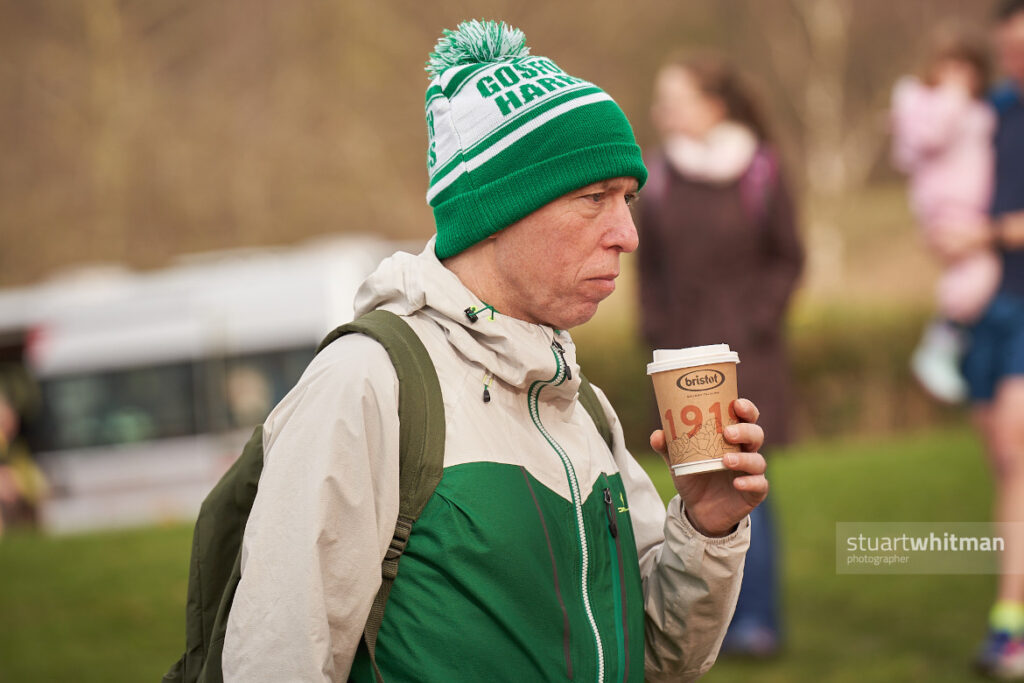 Steve looking focused drinking coffee